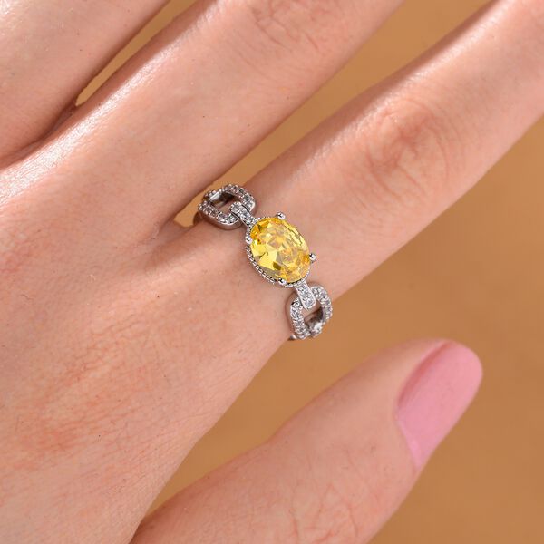 Gelber Zirkonia, Weißer Zirkonia Ring Messing (Größe 16.00) image number 2