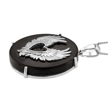 D'Joy Shungit Anh&auml;nger mit Kette, ca. 45 cm 925 Silber rhodiniert ca. 35,98 ct