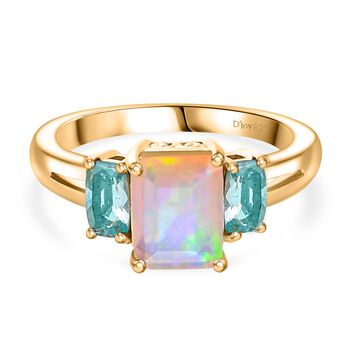 D'Joy AA nat&uuml;rlicher, &auml;thiopischer Welo Opal und Paraiba blauer Apatit Ring - 1,53 ct.