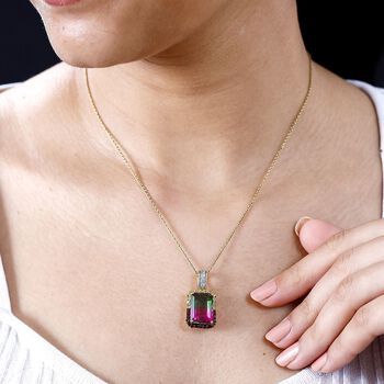 Wassermelonen Quarz Triplett und Multi-Edelstein-Anh&auml;nger - 8,83 ct.