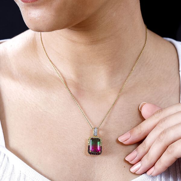 Wassermelonen Quarz Triplett und Multi-Edelstein-Anh&auml;nger - 8,83 ct. image number 3