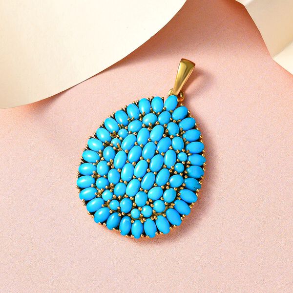 Amerikanischer, natürlicher Sleeping Beauty Türkis Anhänger, 925 Silber vergoldet ca. 14.41 ct image number 3