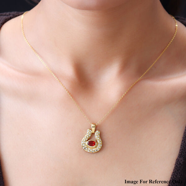 Mexikanischer Kirschfeuer-Opal und Zirkon-Anh&auml;nger in Silber image number 2