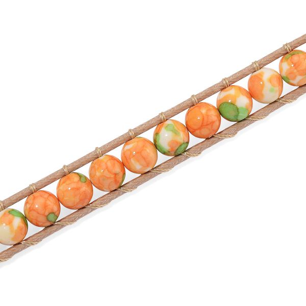 Flexible orange-gr&uuml;ne Regenblumen-Yuhua-Quarzit Halskette - 80 ct. image number 4