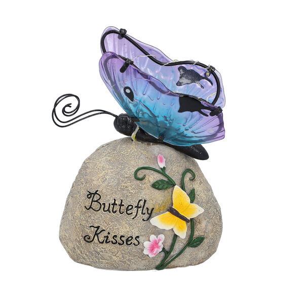 Harz Solarlampe, Schmetterling, Gr&ouml;&szlig;e 16x10x20 cm, Dunkelblau image number 0