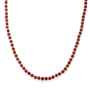 Roter Achat, Glas Halskette ca. Flexibles cm 316L Edelstahl 85.00 ct