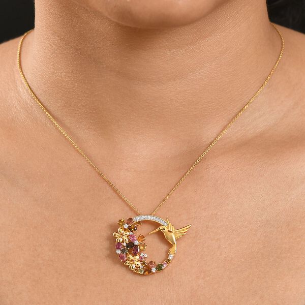 Multi-Turmalin und Zirkon Anhänger mit 50cm Kette - 3 ct. image number 3