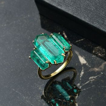 D&rsquo;Joy Smaragd Triplett Quarz Ring - 11,11 ct.