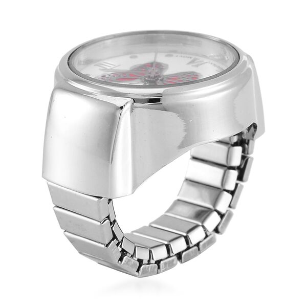 Neueinf&uuml;hrung- STRADA Japanisches Uhrwerk, Wasserdicht Rot Schmetterlingsmuster Biegsame Fingeruhr aus reinem 316L Edelstahl image number 3