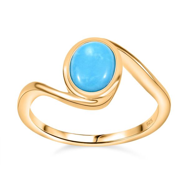 AA amerikanischer, nat&uuml;rlicher Sleeping Beauty T&uuml;rkis-Ring, 925 Silber vergoldet - 1,19 ct. image number 4