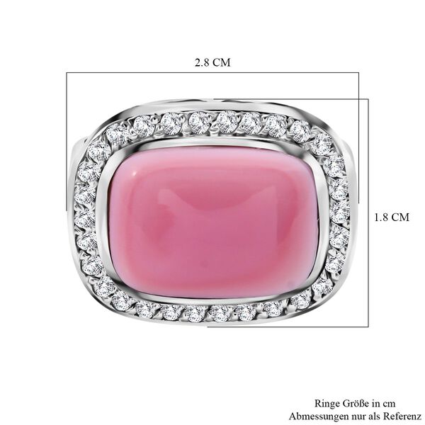 AAA Nat&uuml;rlicher Rosa K&ouml;nigsmuschel Perle, Wei&szlig;er Zirkon Ring 925 Silber rhodiniert (Gr&ouml;&szlig;e 20.00) image number 6