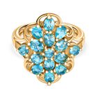 D'Joy Betroka Blauer Apatit Ring 925 Silber 750 Gelb Vergoldet (Größe 17.00) ca. 2,57 ct