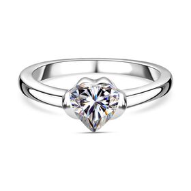 Moissanit Ring in platiniertem Silber - 0,94 ct.