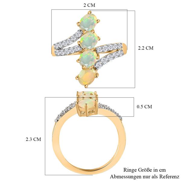 Nat&uuml;rlicher, &auml;thiopischer Welo Opal und Zirkon-Ring, 925 Silber Gelbgold Vermeil, 1,26 ct. image number 7
