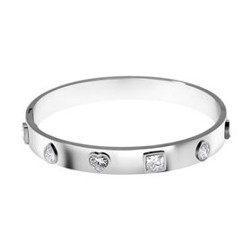 Designer Inspiriert Zirkonia Edelstahl Armreif ca. 20 cm, Silbertone