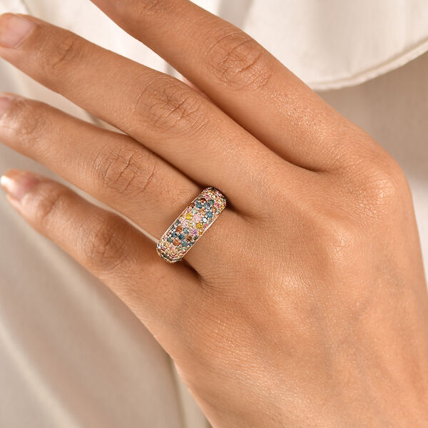 LUXURIANT DIAMOND - Lab Grown Mehrfarbig Diamant SI, Lab Grown Gr&uuml;ner Diamant Ring, SGL zertifiziert, 925 Silber 750 Ros&eacute;gold Vermeil (Gr&ouml;&szlig;e 17.00) ca. 1.50 ct image number 2