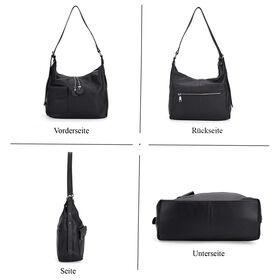 Crossbody Tasche aus echtem Leder, 29,5×12×26 cm, Schwarz