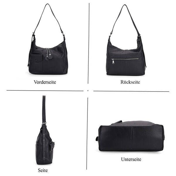 Crossbody Tasche aus echtem Leder, 29,5×12×26 cm, Schwarz image number 3