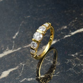 Moissanit Ring, 925 Silber 750 Gelbgold Vermeil - 1,12 ct.