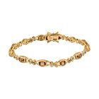 Natürliches goldenes Tansanit und weißes Zirkon Armband, ca. 20 cm, 925 Silber Gelbgold Vermeil ca. 2,78 ct