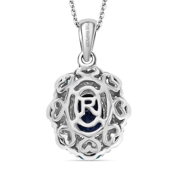 RHAPSODY zertifiziert und geprüft AAAA ceylonfarbener blauer Saphir, Paraiba Turmalin und VS Diamant Anhänger mit 45cm Kette in 950 Platin - 1,44 ct. image number 4