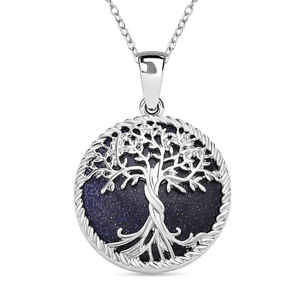 Blauer Sandstein Anh&auml;nger mit 50cm Kette - 2 ct.