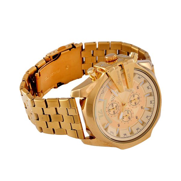 GENOA Japanisches Uhrwerk - Exklusive Uhr mit Pfirsich-Zifferblatt, vergoldetem Edelstahlband und Dornschlie&szlig;e - Pfirsich image number 6