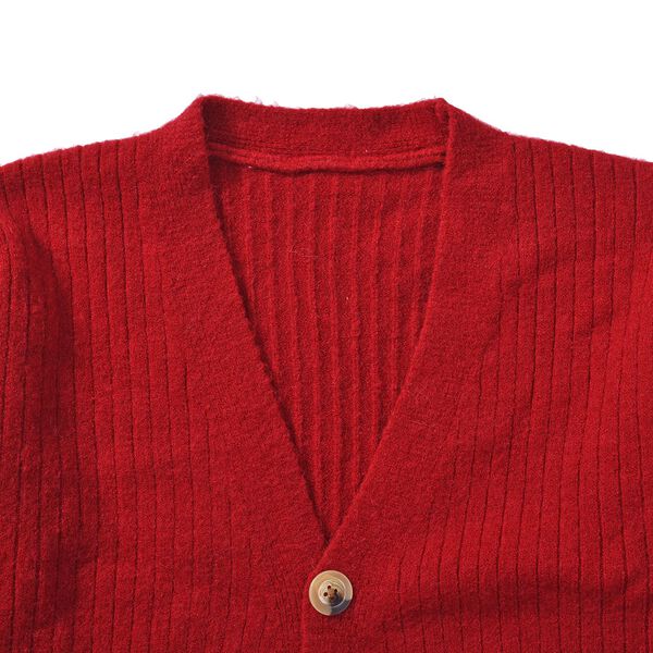 longline coatigan with bottonsMaterial: PBT26%, nylon 32%, acrylic 42%Size:50*90cmWeight:700gColor: red image number 3