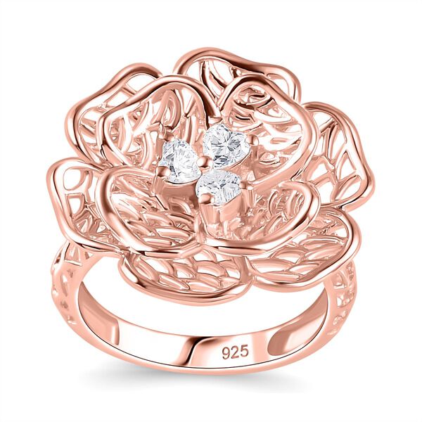 Floraler Moissanit-Ring, 925 Silber 750 Ros&eacute;gold Vermeil - 0,33 ct. image number 4
