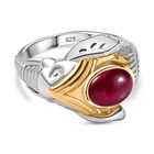AA Afrikanischer Rubin (Fissure gefüllt) Ring 925 Silber Rhodiniert und 750 Gelbgold Vermeil (Größe 17.00) ca. 2,93 ct