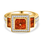 AA Salamanca Feueropal Ring, 925 Silber Gelbgold Vermeil, (Größe 17.00) ca. 1.31 ct