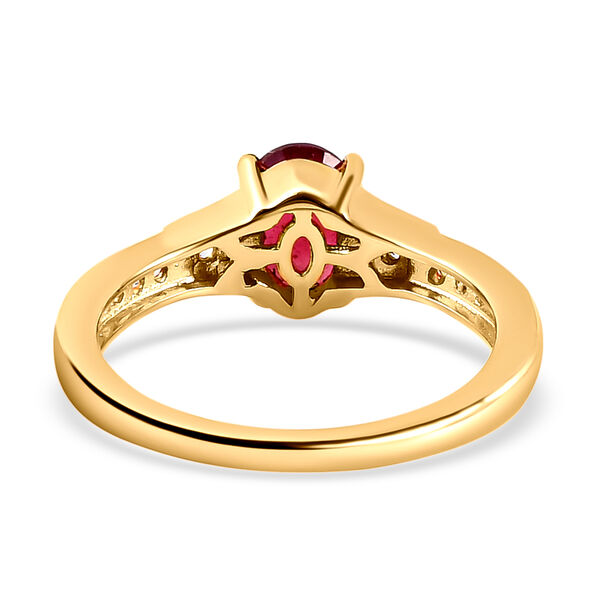 Afrikanischer Rubin und wei&szlig;er Zirkon-Ring, 925 Silber vergoldet  ca. 1,27 ct image number 6