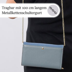 100% Echtleder Clutch mit RFID Schutz, Blau