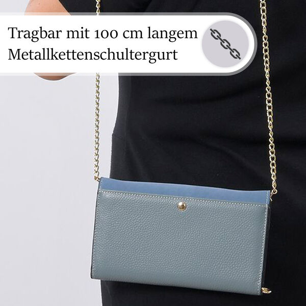100% Echtleder Clutch mit RFID Schutz, Blau image number 4