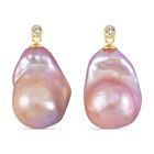 Mehrfarbige Barockperle, Weißer Zirkon Ohrringe, 925 Silber vergoldet