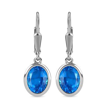 Karibik Quarz Ohrringe, 925 Silber platiniert, ca. 4.09 ct