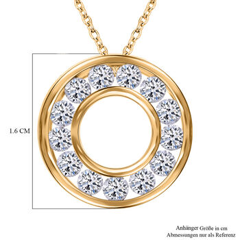 LUXURIANT SGL zertifizierter VS-EF Labor Diamant Anh&auml;nger mit 50cm Kette, 925 Silber Gelbgold Vermeil - 1 ct.