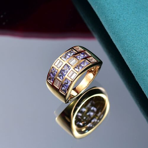 D Joy Tansanit, Moissanit Ring 925 Silber 750 Gelbgold Vermeil (Größe 17.00) (10-15 Werktage Lieferzeit) ca. 2.27 ct image number 1