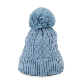 Strickmütze mit Bommel, weiches Mischgewebe, Einheitsgröße, Blau