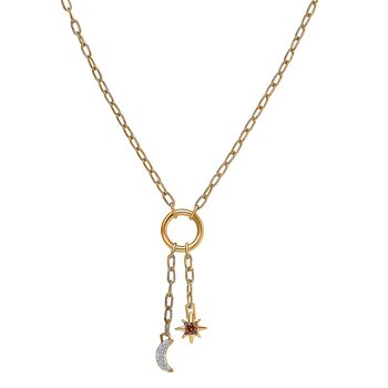 LUXURIANT DIAMOND - Lab Grown Roter Diamant SI, Lab Grown Diamant Halskette ca. 45 cm 925 Silber 750 Gelbgold vermeil ca. 0,11 ct.