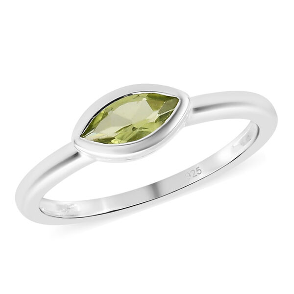 Nat&uuml;rlicher Peridot Solit&auml;r-Ring, 925 Silber  ca. 0,40 ct image number 4