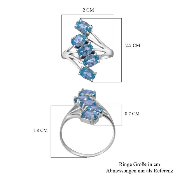 Blauer Zirkon Ring 925 Silber rhodiniert (Größe 16.00) ca. 3,66 ct image number 4