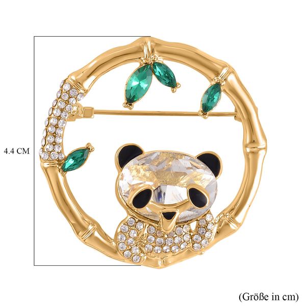 Neongr&uuml;ner Kristall, Wei&szlig;er Kristall Brosche  Std Gelb image number 4