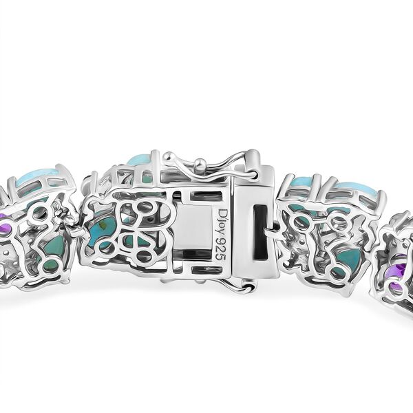 D'Joy Larimar, afrikanisches Amethyst und Zirkon Armband, 19cm - 28,54 ct. image number 4