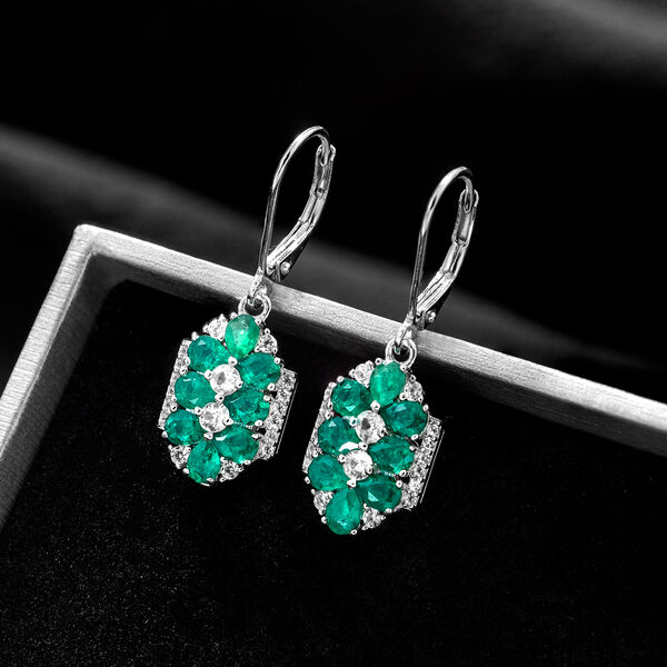 AAA Kagem sambische Smaragd und Zirkon-Ohrringe - 3,12 ct. image number 1