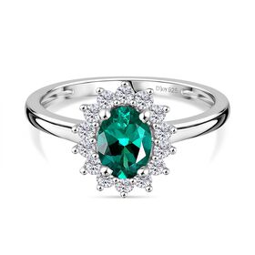 LUXURIANT AAA Labor kolumbianischer Smaragd und Moissanit Ring - 1 ct. LUXURIANT AAA Labor kolumbianischer Smaragd und Moissanit Ring - 1 ct.