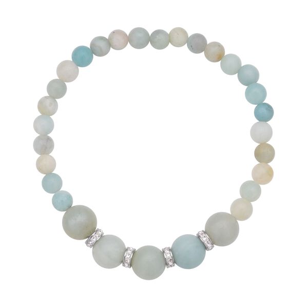 Amazonit Armband, ca. 19 cm, Edelstahl ca. 72,20 ct