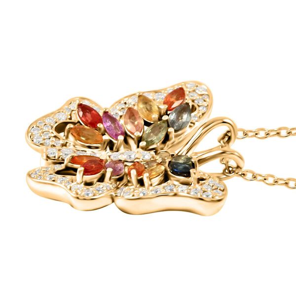 Clarte Flutter Kollektion- Multi Saphir und Moissanit Anhänger mit 45cm Kette - 1,63 ct. image number 3