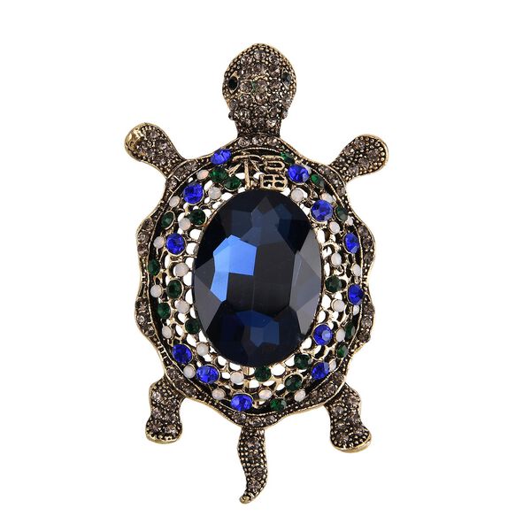 Mehrfarbige Kristall-Brosche, Schildkr&ouml;te