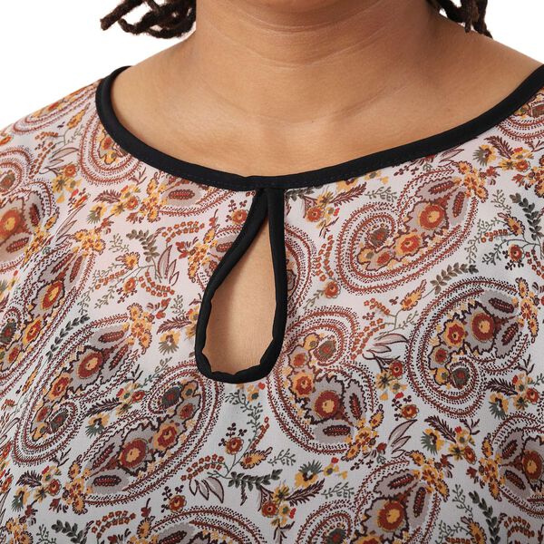 Chiffon Top, Paisleymuster, Einheitsgröße, braun image number 3